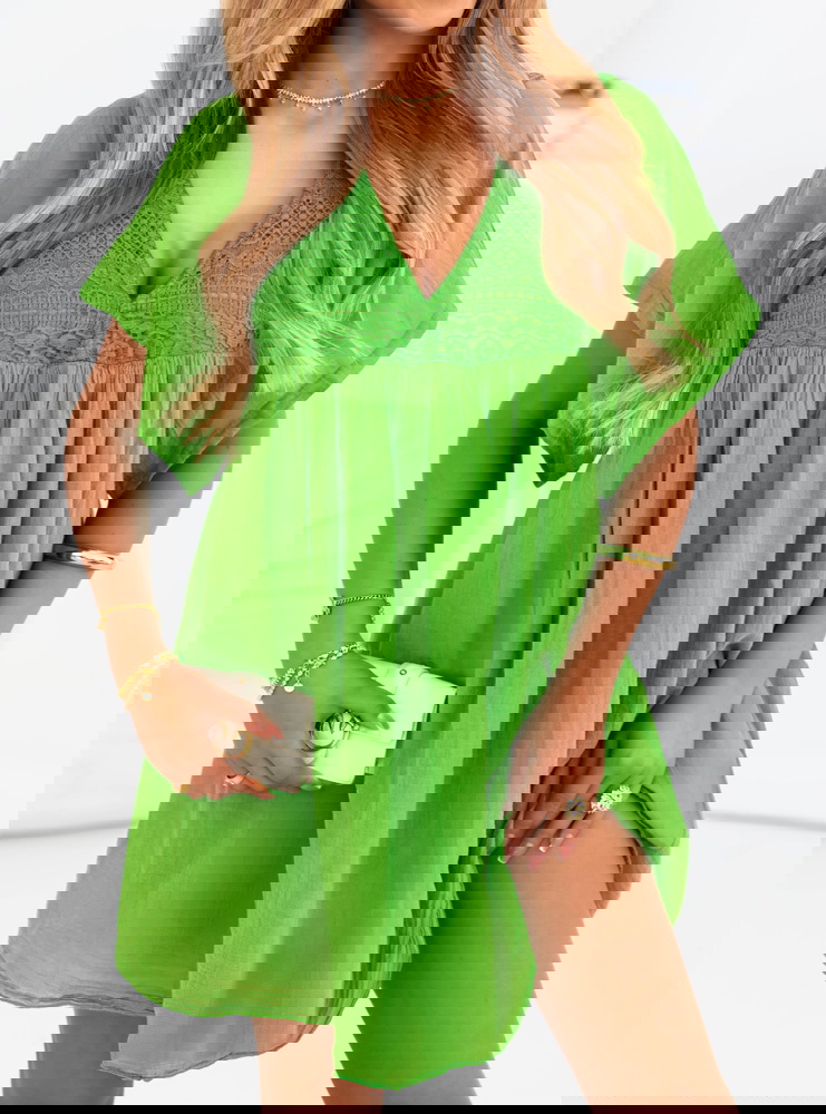 Zielona muślinowa sukienka oversize z...