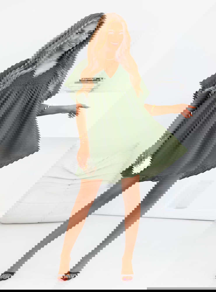 Muślinowa sukienka oversize z koronką...