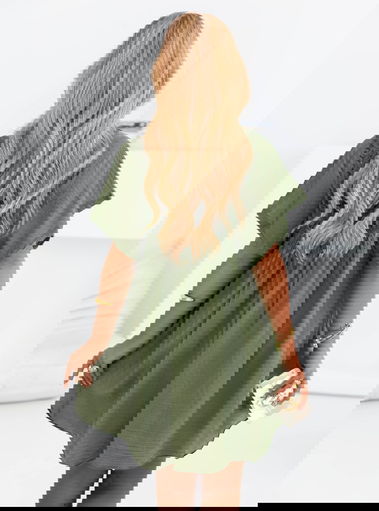 Muślinowa sukienka oversize z koronką...