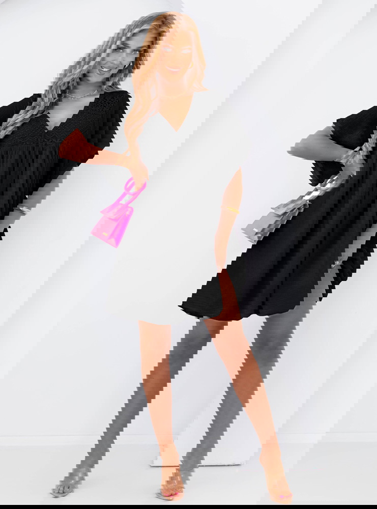 Czarna muślinowa sukienka oversize z...