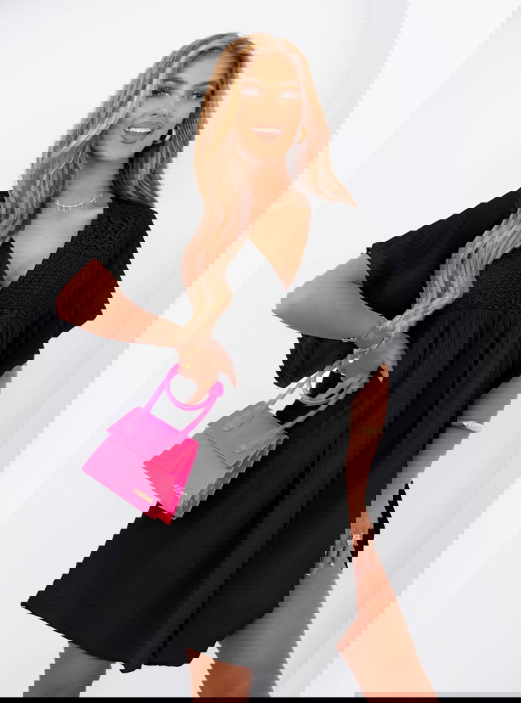 Czarna muślinowa sukienka oversize z...