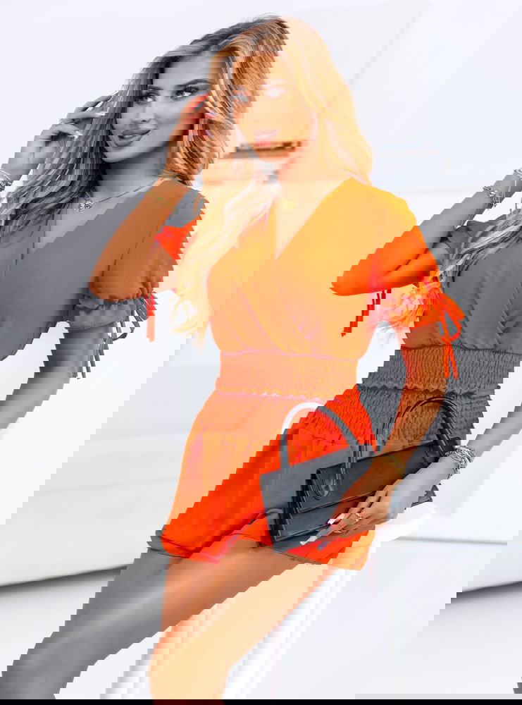 Pomarańczowy komplet bluzka na krótki...