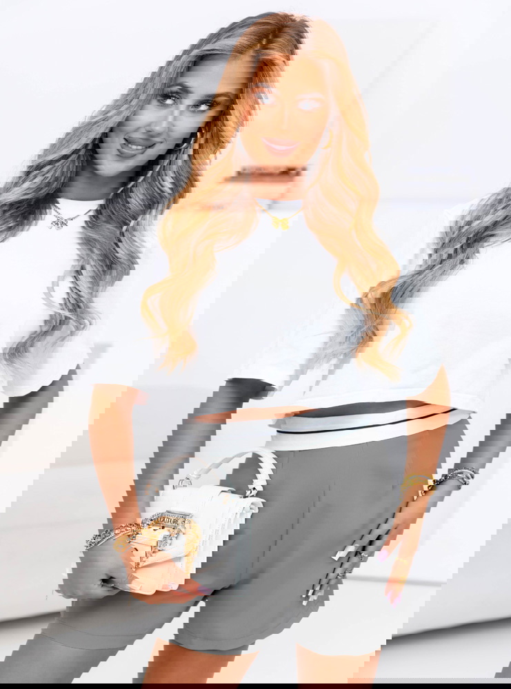 Szare szortnice z ozdobnym pasem Kamioo