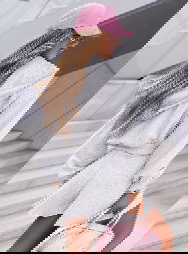 Szary komplet bluza zapinana na zamek...