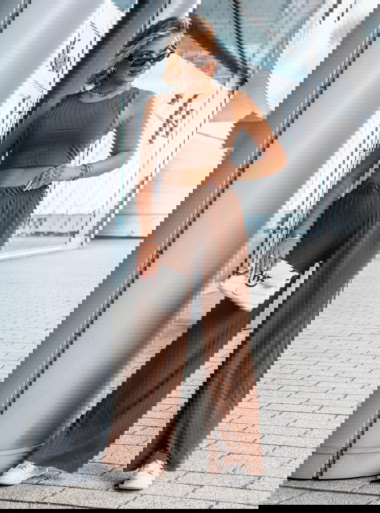 Czekoladowy komplet top i spodnie...