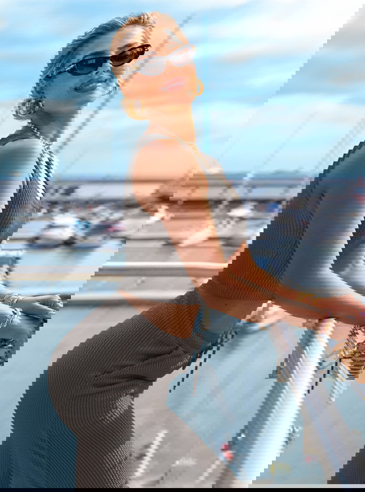 Grafitowy komplet top i szerokie...