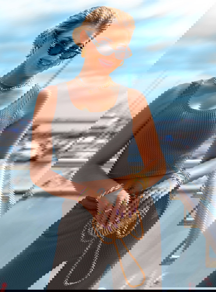 Grafitowy komplet top i szerokie...