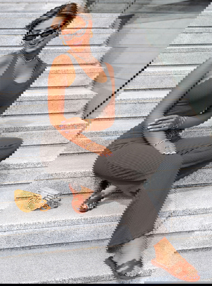 Grafitowy komplet top i szerokie...