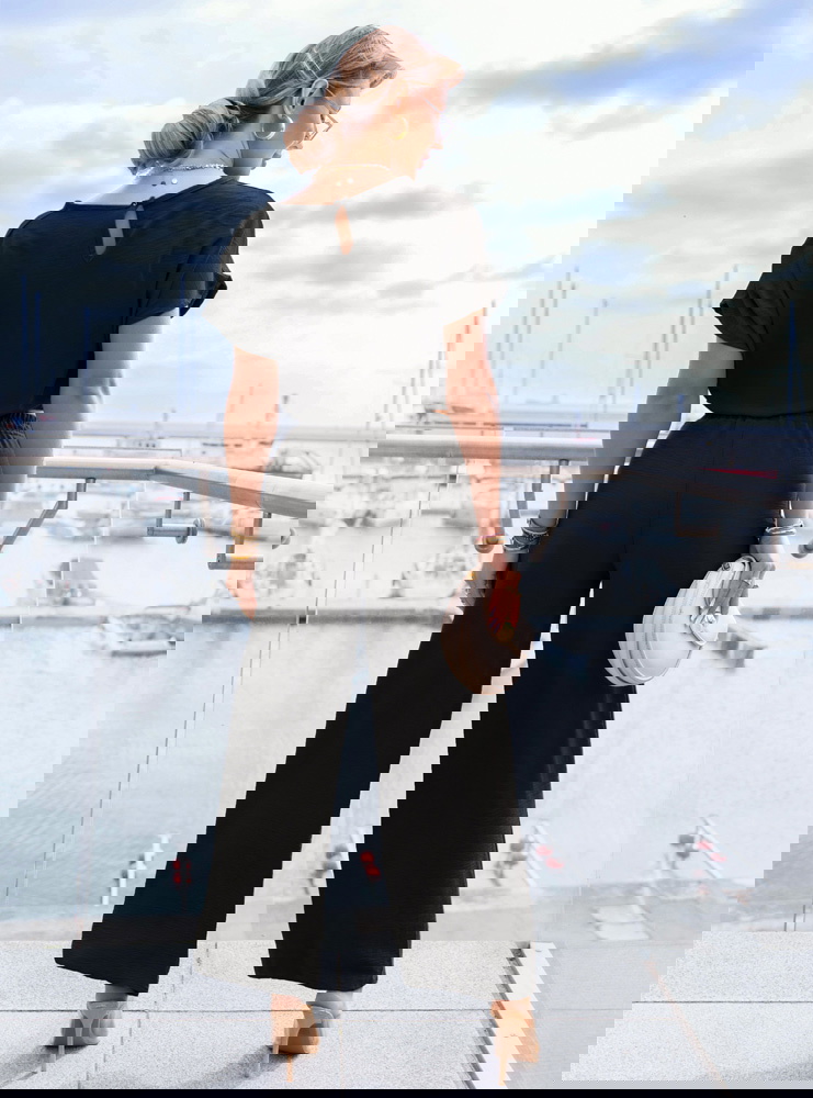 Czarny komplet bluzka i szerokie...