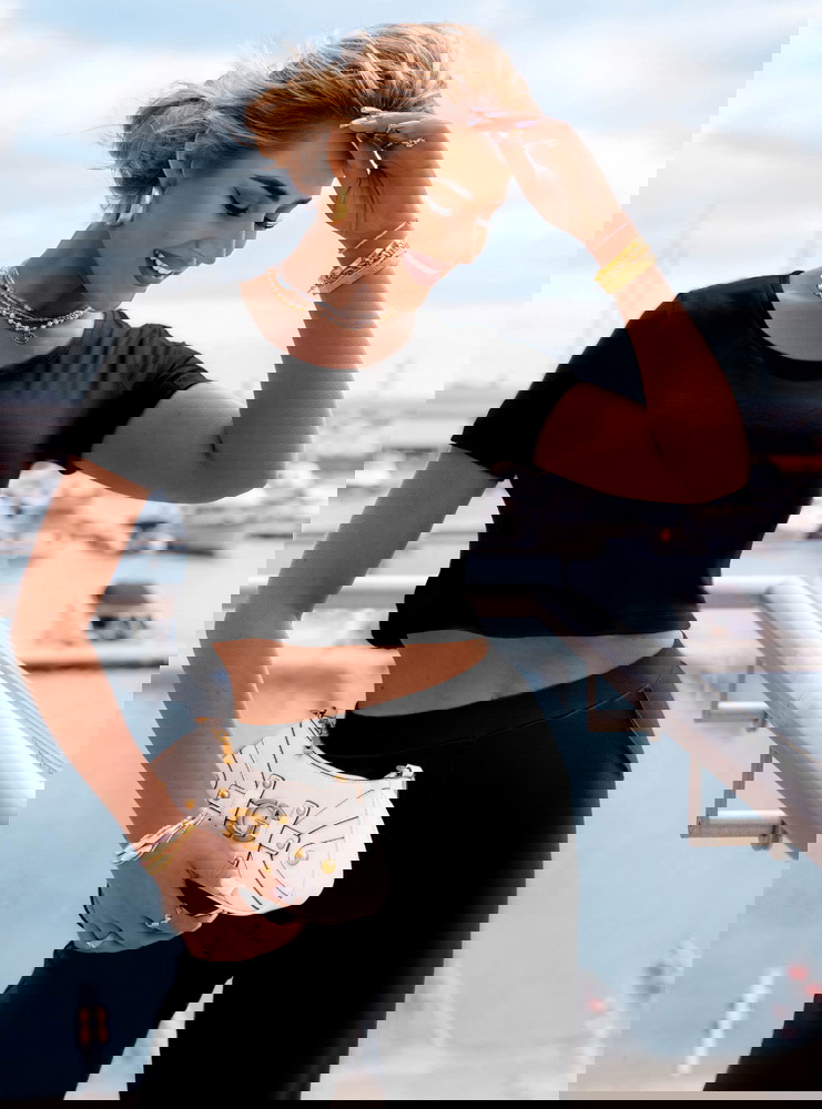 Czarny komplet bluzka i spodnie Lanisee