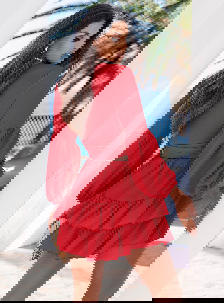 Malinowy komplet bluzka z wiązaniem i...