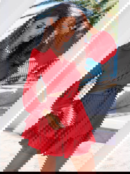 Malinowy komplet bluzka z... 2