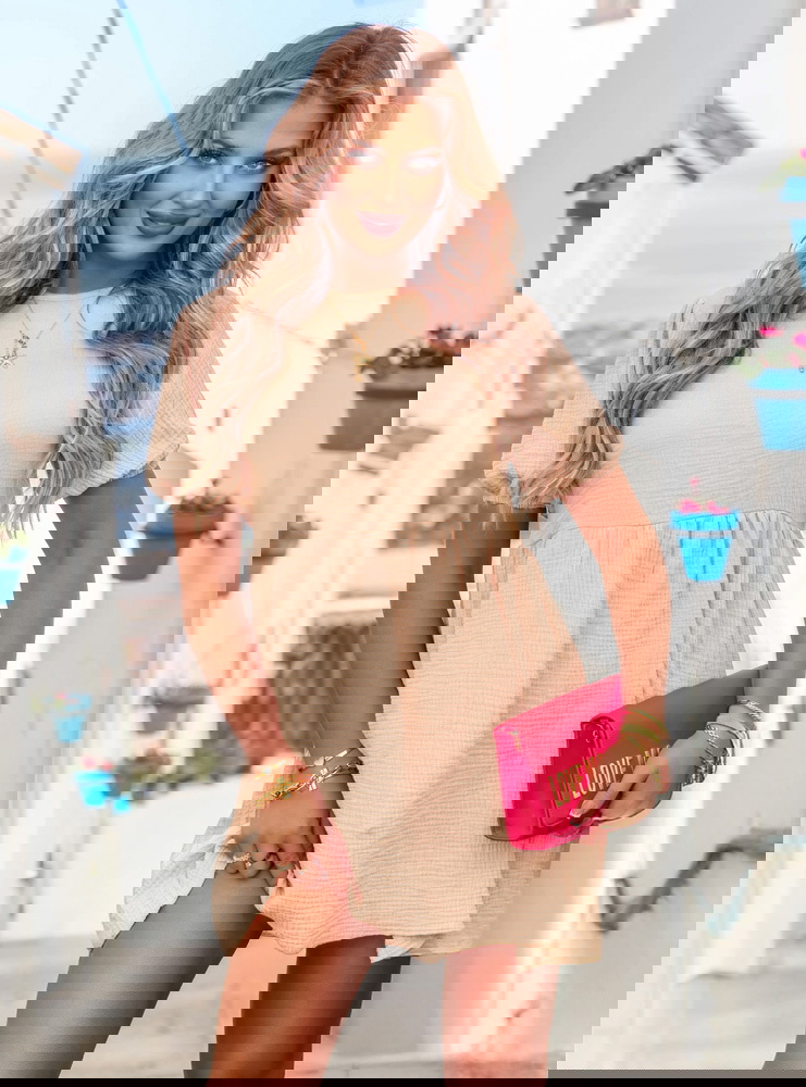 Beżowa muślinowa sukienka mini Cenaida