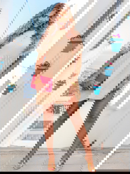 Beżowa muślinowa sukienka... 2