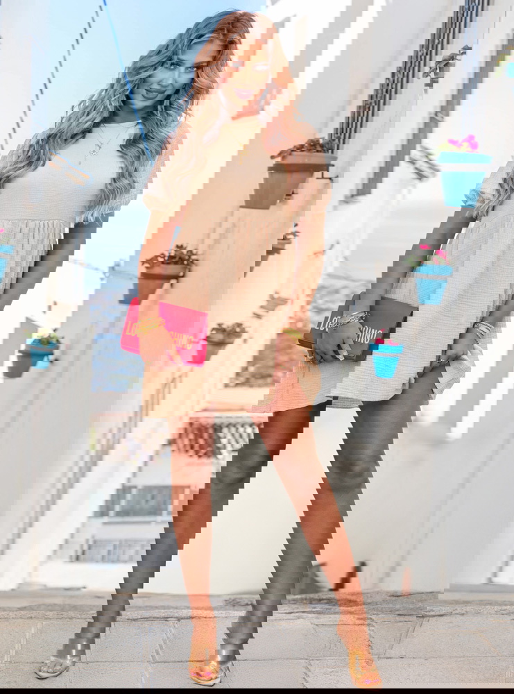 Beżowa muślinowa sukienka mini Cenaida