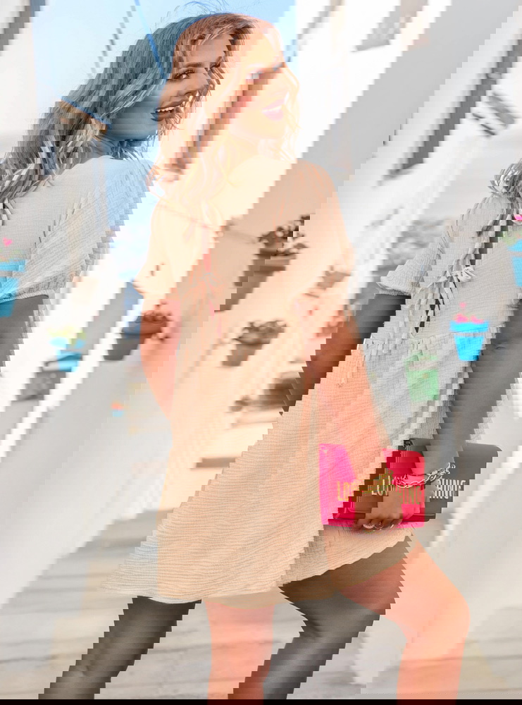 Beżowa muślinowa sukienka mini Cenaida