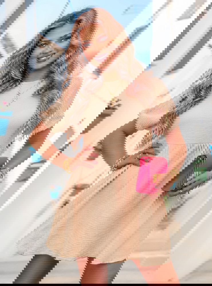 Beżowa muślinowa sukienka mini Cenaida