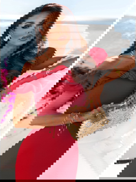 Malinowa długa sukienka... 2