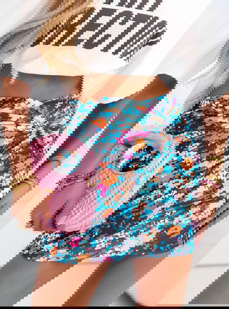 Dopasowana spódniczka mini w kwiaty...