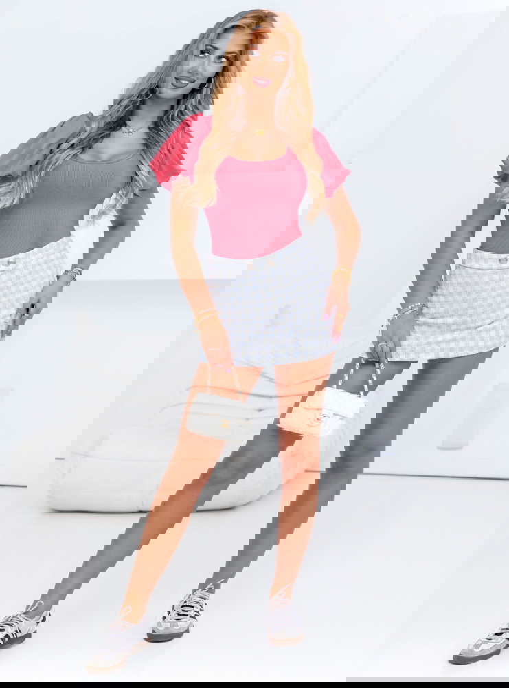 Różowe body z bufiastymi rękawami Cammy