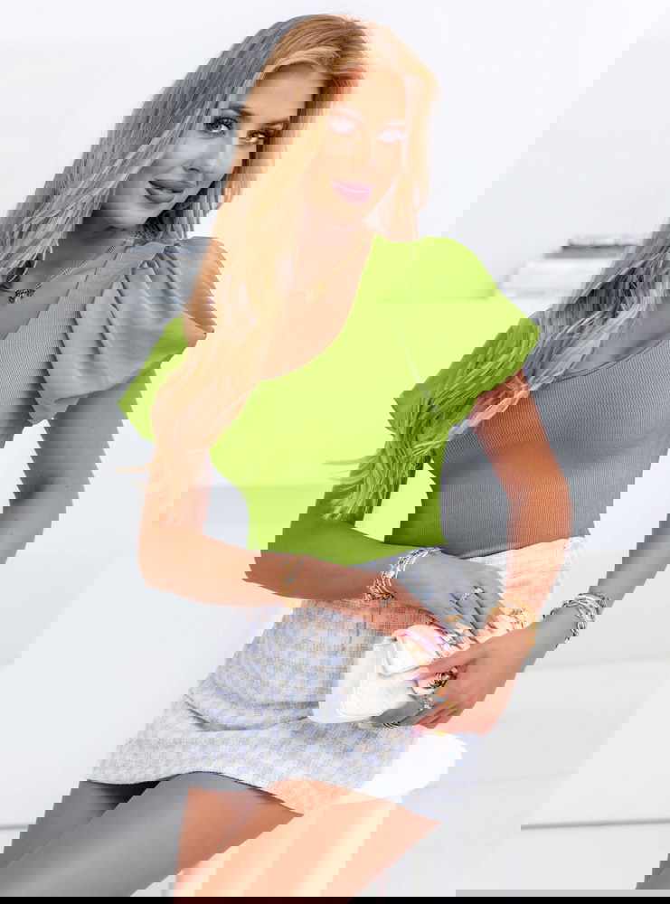 Zielone body z bufiastymi rękawami Cammy