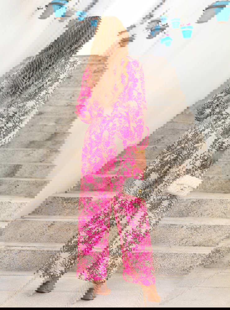 Wzorzysty komplet koszula i spodnie...