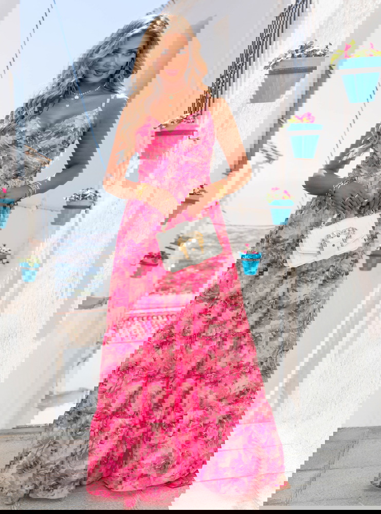 Kwiecista długa sukienka na...