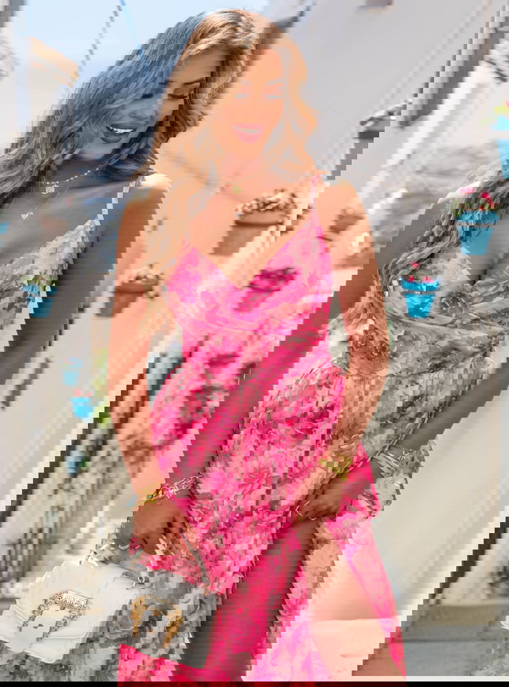 Kwiecista długa sukienka na...