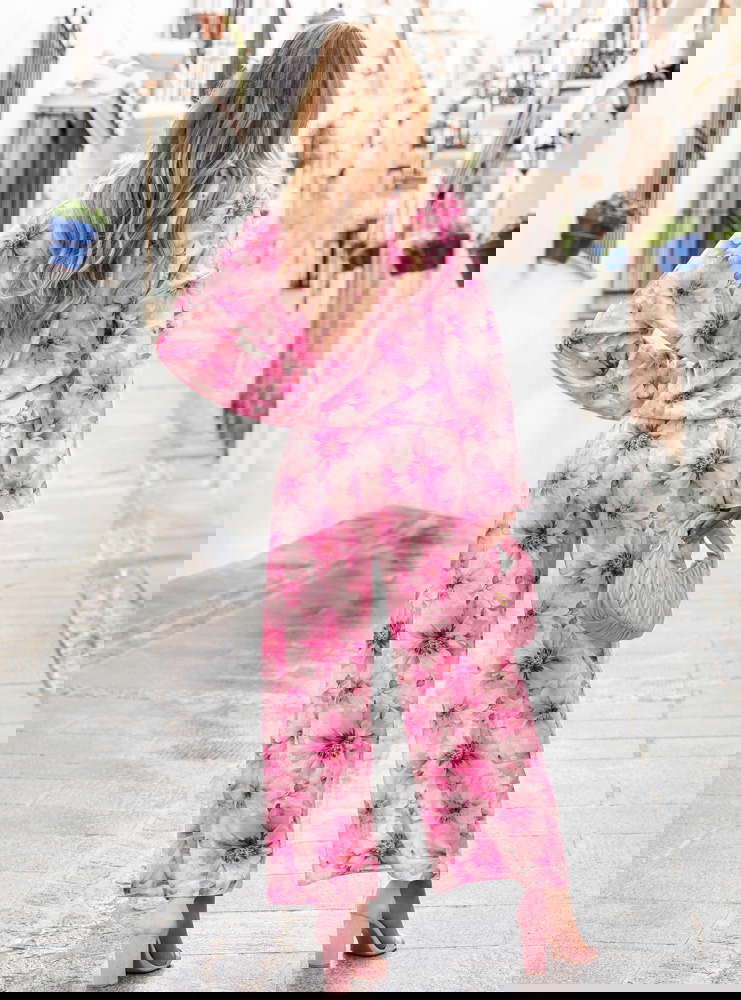 Kwiecisty komplet bluzka i spodnie...