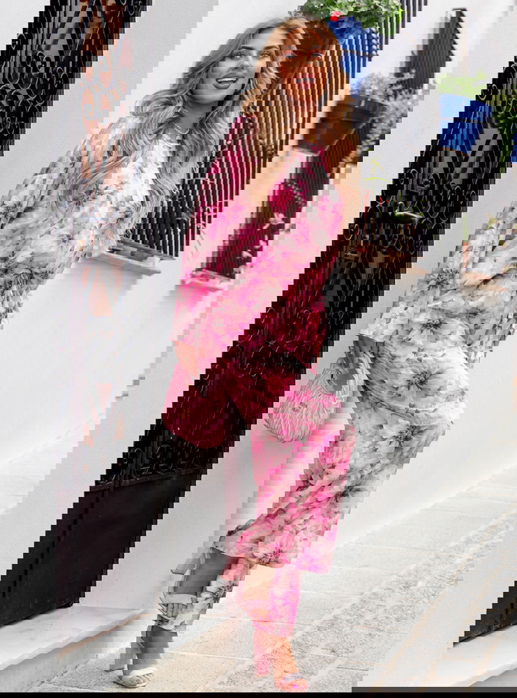 Kwiecisty komplet bluzka i spodnie...