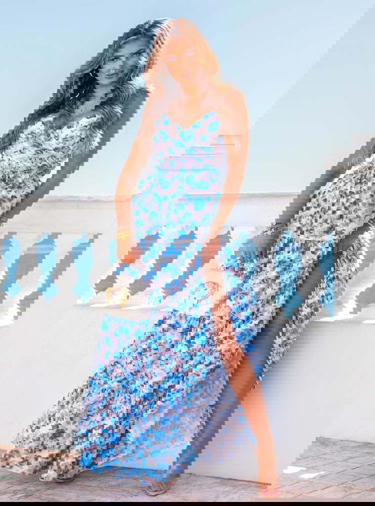 Kwiecista długa sukienka na...