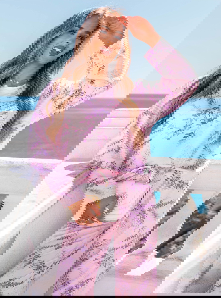 Kwiecisty komplet bluzka i spodnie...