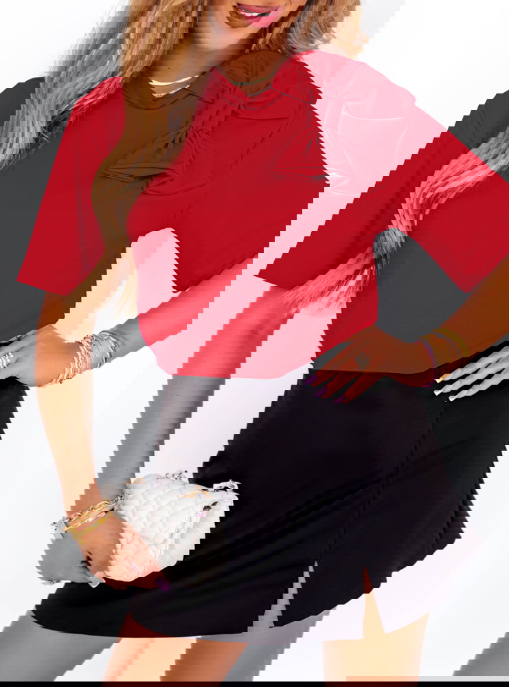 Malinowa bluzka z kokardą Brittyn