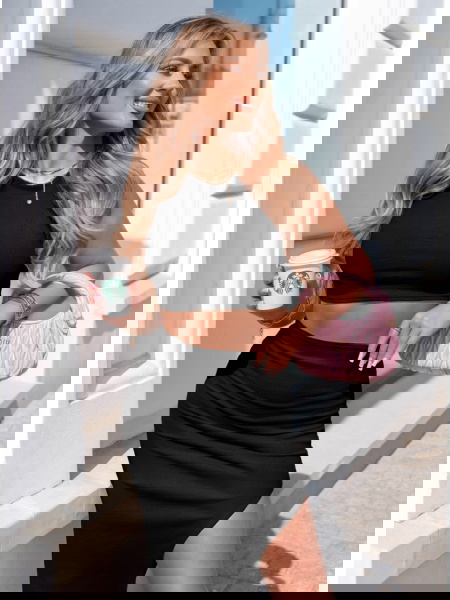 Czarny prążkowany komplet... 2