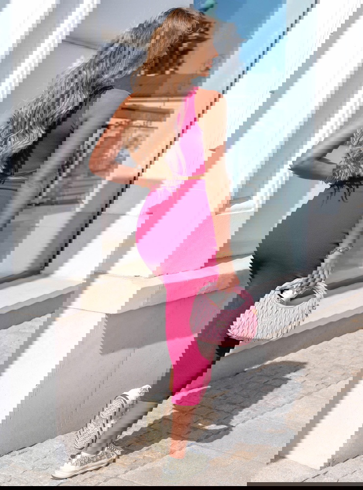 Prążkowany komplet top+spódnica z...