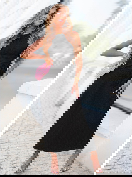 Czarna muślinowa sukienka z... 2