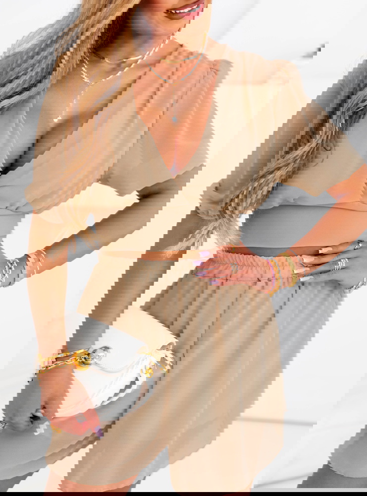 Beżowy komplet top i spodenki Nevenaa