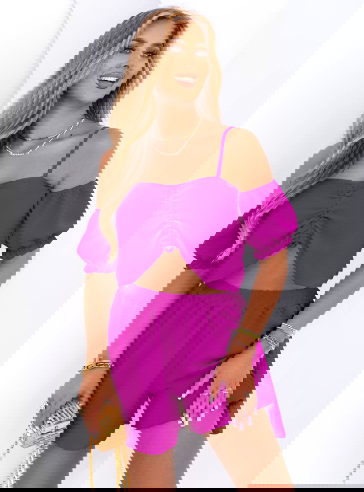 Fioletowy komplet top i spodenki Tenley