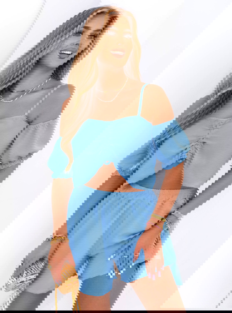 Błękitny komplet top i spodenki Tenley