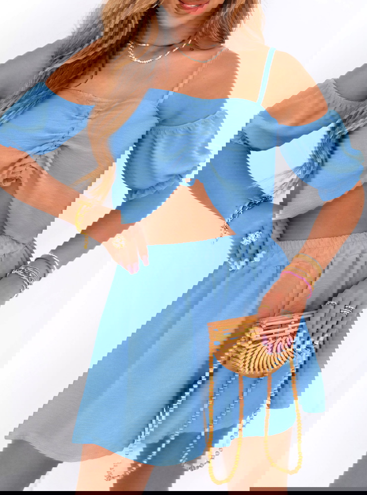 Błękitny komplet top i spodenki Tenley