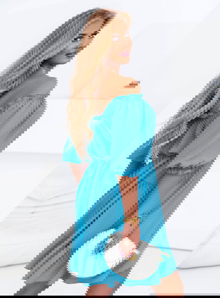 Niebieska sukienka typu hiszpanka Sarona