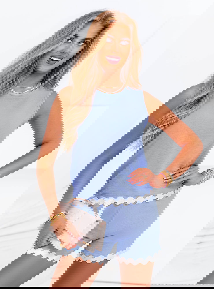 Błękitny komplet bluzka + spodenki Aora