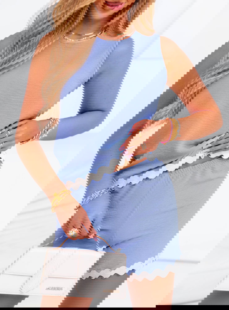 Błękitny komplet bluzka + spodenki Aora