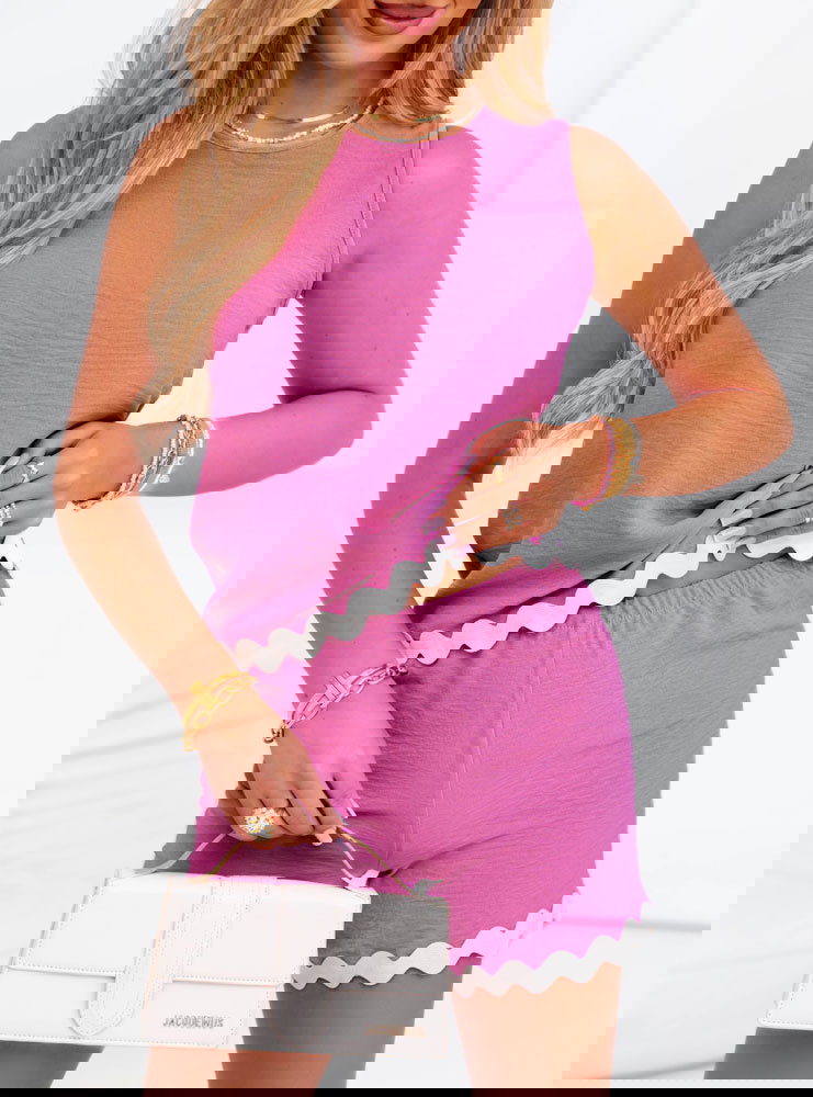 Różowy komplet bluzka + spodenki Aora