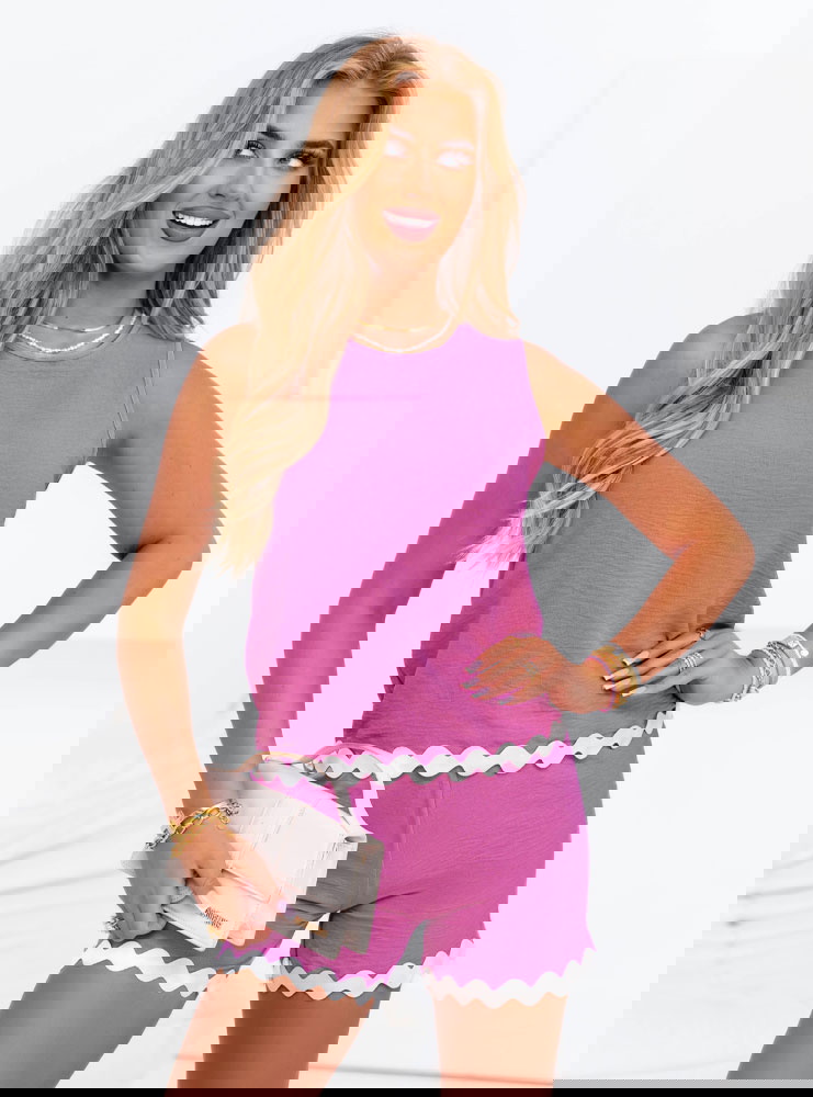 Różowy komplet bluzka + spodenki Aora