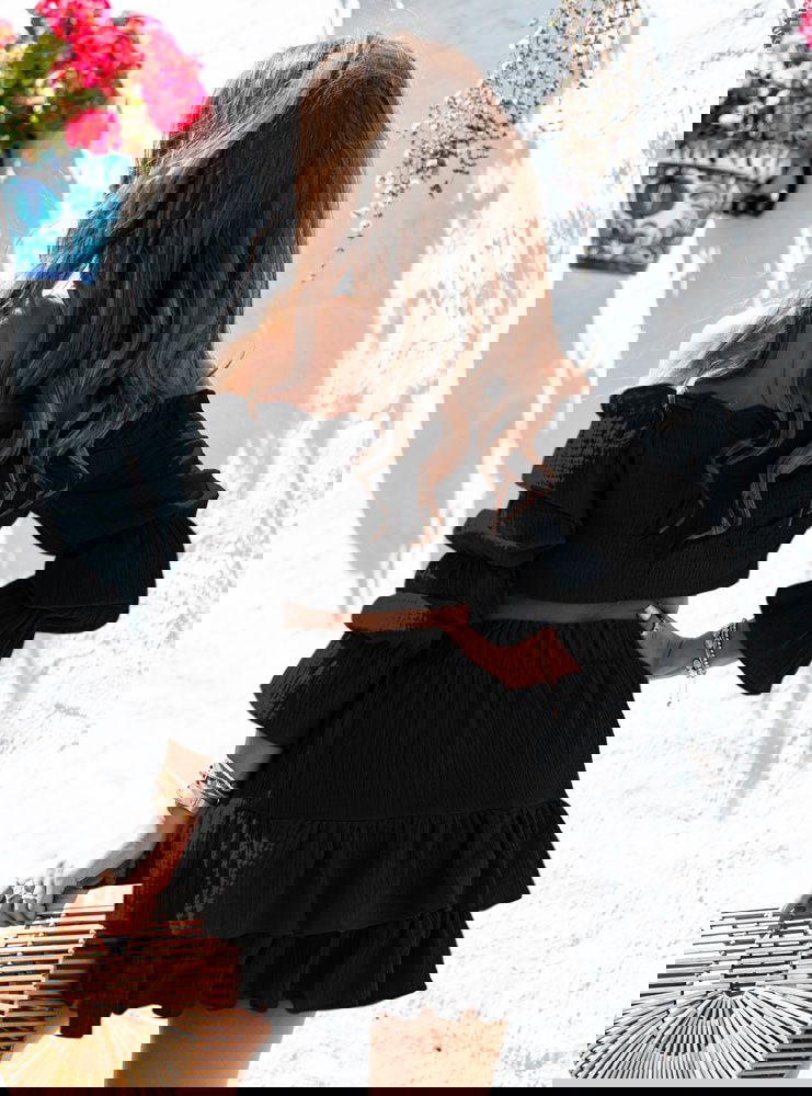 Czarny muślinowy komplet top typu...