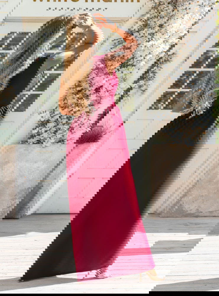 Bordowa sukienka na jedno ramię z...