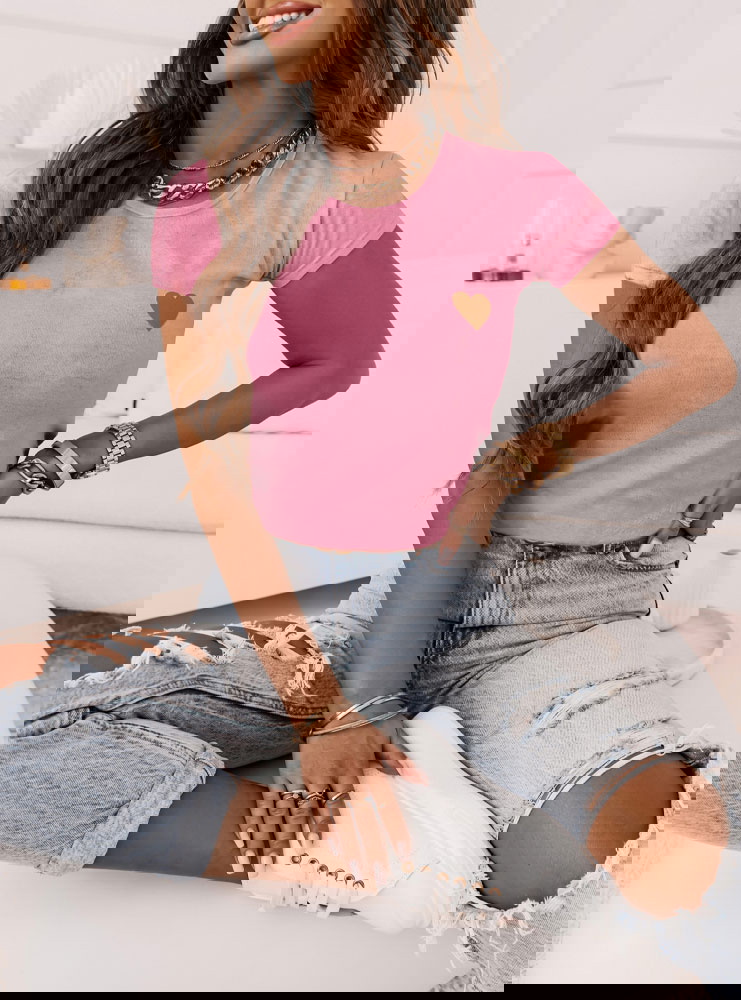 Różowa koszulka na krótki rękaw z...