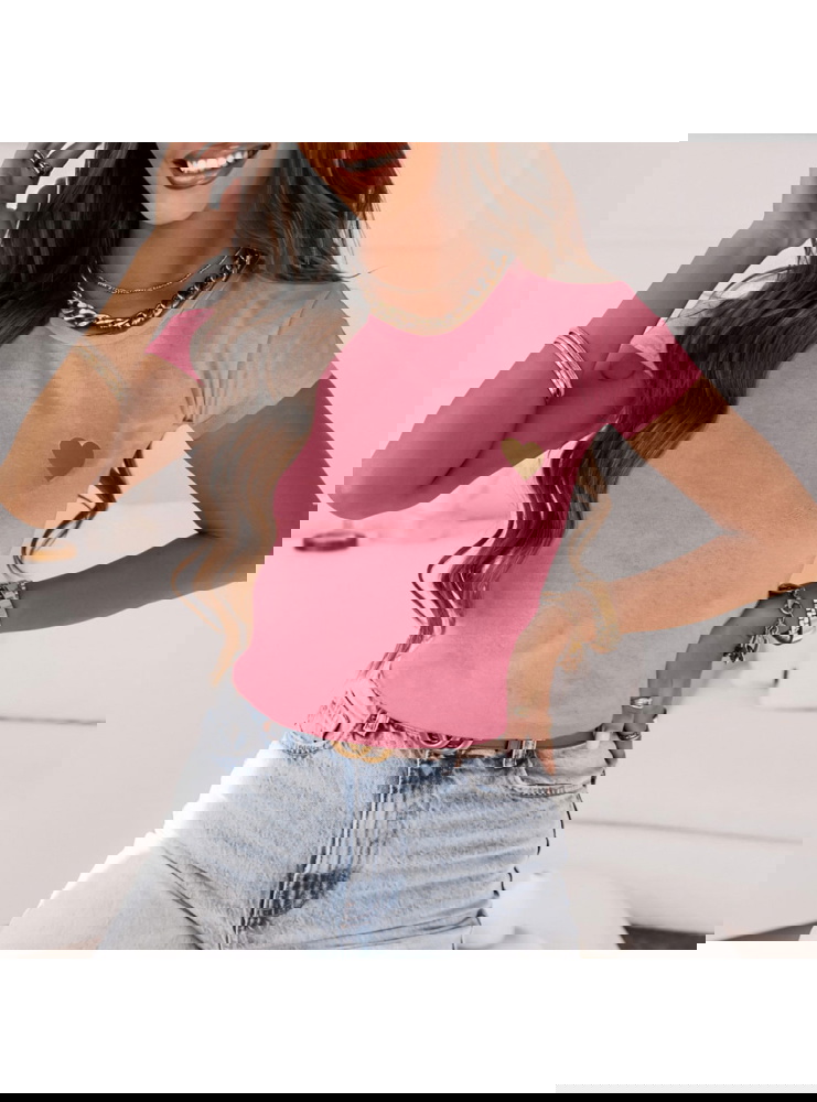 Różowa koszulka na krótki rękaw z...