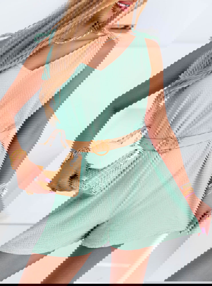 Miętowy muślinowy kombinezon na...